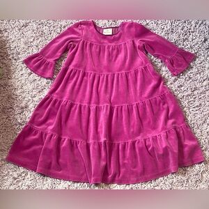 Hanna Andersson love to twirl 3/4 sleeve boho style velour dress size 120 (6-7)